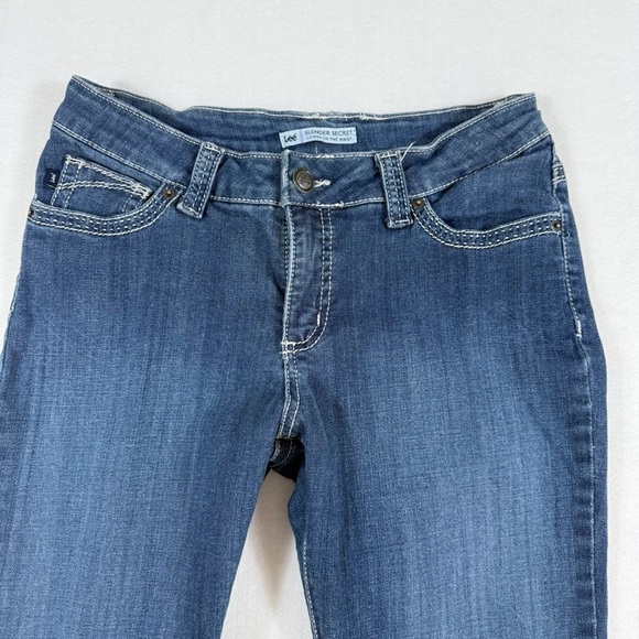 Lee Slender Secret Women’s Jeans 12 Petite Bootcut Flap Pockets Stretch Denim - Picture 2 of 11